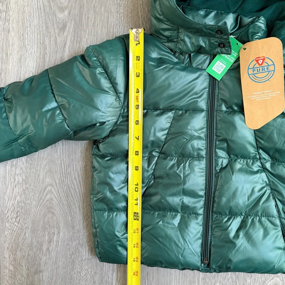 NWT Baby Gap Puffer Jacket with Removable Hood Green Toddler 3 Kids Boys Girls